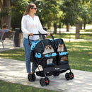 Foldable Double Pet Stroller with Adjustable Sunshade and Storage Basket by LJGDeals