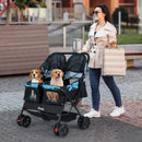 Foldable Double Pet Stroller with Adjustable Sunshade and Storage Basket by LJGDeals