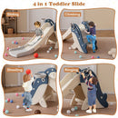 Foldable Freestanding Baby Slide Climber Playset with Basketball Hoop for Kids-Blue by LJGDeals