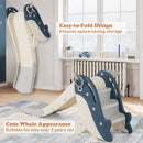 Foldable Freestanding Baby Slide Climber Playset with Basketball Hoop for Kids-Blue