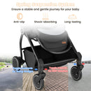 Foldable Infant Pram Stroller with Reversible Seat Reclining Backrest