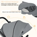 Foldable Infant Pram Stroller with Reversible Seat Reclining Backrest