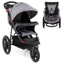 Foldable Jogging Stroller with Detachable Tray and Air-Filled Rubber Tires by LJGDeals