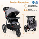Foldable Jogging Stroller with Detachable Tray and Air-Filled Rubber Tires