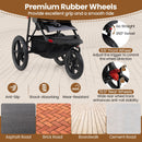 Foldable Jogging Stroller with Detachable Tray and Air-Filled Rubber Tires