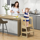 3-in-1 Foldable Kitchen Standing Tower for Toddlers with Chalkboard-Natural by LJGDeals