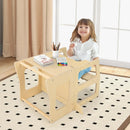 3-in-1 Foldable Kitchen Standing Tower for Toddlers with Chalkboard-Natural by LJGDeals