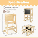 3-in-1 Foldable Kitchen Standing Tower for Toddlers with Chalkboard-Natural by LJGDeals