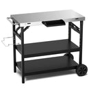 3 Tiers Foldable Outdoor Cart on 2 Wheels with Phone Holder-Black by LJGDeals