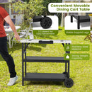 3 Tiers Foldable Outdoor Cart on 2 Wheels with Phone Holder-Black by LJGDeals