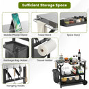 3 Tiers Foldable Outdoor Cart on 2 Wheels with Phone Holder-Black by LJGDeals