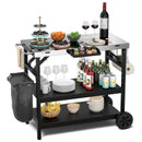 3 Tiers Foldable Outdoor Cart on 2 Wheels with Phone Holder-Black by LJGDeals