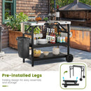 3 Tiers Foldable Outdoor Cart on 2 Wheels with Phone Holder-Black by LJGDeals