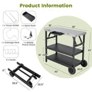 3 Tiers Foldable Outdoor Cart on 2 Wheels with Phone Holder-Black by LJGDeals