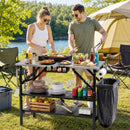 Foldable Outdoor Cook Station with Removable Shelves