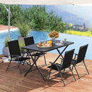 Foldable Outdoor Dining Table 48inch x 30inch Rectangular Metal Patio Table with Slatted Tabletop-Black by LJGDeals
