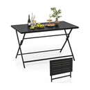 Foldable Outdoor Dining Table 48inch x 30inch Rectangular Metal Patio Table with Slatted Tabletop-Black by LJGDeals