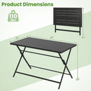 Foldable Outdoor Dining Table 48inch x 30inch Rectangular Metal Patio Table with Slatted Tabletop-Black by LJGDeals