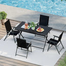 Foldable Outdoor Dining Table 48inch x 30inch Rectangular Metal Patio Table with Slatted Tabletop-Black by LJGDeals
