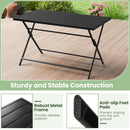 Foldable Outdoor Dining Table 48inch x 30inch Rectangular Metal Patio Table with Slatted Tabletop-Black by LJGDeals