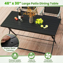 Foldable Outdoor Dining Table 48inch x 30inch Rectangular Metal Patio Table with Slatted Tabletop-Black by LJGDeals
