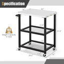 3-Tier Foldable Outdoor Stainless Steel Food Prepare Dining Cart Table on Wheels-Black by DirectDeals