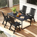 Foldable Patio Chair All-Weather HDPE Outdoor Dining Chair with Armrest by LJGDeals