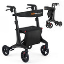 Foldable Rollator Rolling Walker with Seat for Seniors-Black by LJGDeals