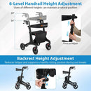 Foldable Rollator Rolling Walker with Seat for Seniors-Black by LJGDeals