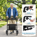 Foldable Rollator Rolling Walker with Seat for Seniors-Black by LJGDeals