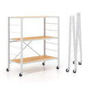 3-Tier Foldable Shelving Unit with Detachable Wheels and Adjustable Shelves by LJGDeals