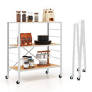 3-Tier Foldable Shelving Unit with Detachable Wheels and Adjustable Shelves by LJGDeals