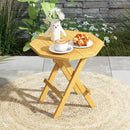 Teak Wood Octagon Coffee Table with X-shaped Legs and Slatted Tabletop by LJGDeals