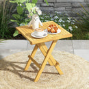 Teak Wood Square Coffee Table with X-shaped Legs and Slatted Tabletop by LJGDeals