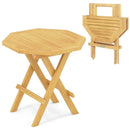 Teak Wood Octagon Coffee Table with X-shaped Legs and Slatted Tabletop by LJGDeals