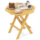 Teak Wood Octagon Coffee Table with X-shaped Legs and Slatted Tabletop by LJGDeals
