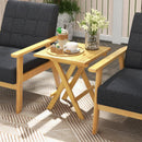 Teak Wood Square Coffee Table with X-shaped Legs and Slatted Tabletop by LJGDeals