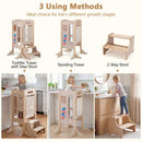 Foldable Toddler Step Stool Wooden Kitchen Standing Tower with 2