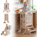 Foldable Toddler Step Stool Wooden Kitchen Standing Tower with 2