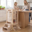 Foldable Toddler Step Stool Wooden Kitchen Standing Tower with 2