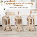 Foldable Toddler Step Stool Wooden Kitchen Standing Tower with 2