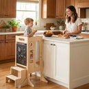 Foldable Toddler Tower with 2-Step Stool and Safety Net for 3+ Years Old by LJGDeals