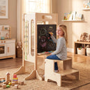 Foldable Toddler Tower with 2-Step Stool and Safety Net for 3+ Years Old by LJGDeals