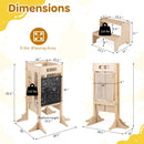 Foldable Toddler Tower with 2-Step Stool and Safety Net for 3+ Years Old