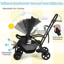 Foldable Twin Tandem Stroller Sit and Stand Double Stroller with Adjustable Handle Bar-Black by LJGDeals