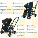 Foldable Twin Tandem Stroller Sit and Stand Double Stroller with Adjustable Handle Bar-Black by LJGDeals