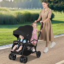 Foldable Twin Tandem Stroller Sit and Stand Double Stroller with Adjustable Handle Bar-Black by LJGDeals