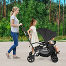 Foldable Twin Tandem Stroller Sit and Stand Double Stroller with Adjustable Handle Bar-Black by LJGDeals