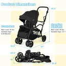 Foldable Twin Tandem Stroller Sit and Stand Double Stroller with Adjustable Handle Bar-Black by LJGDeals