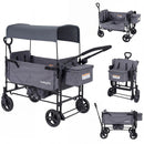 Foldable Wagon Stroller for 2 Kids with Removable Canopy and Adjustable Push Handle by DirectDeals